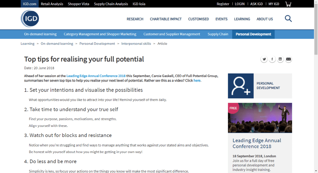 Top tips for realising your potential on IGD